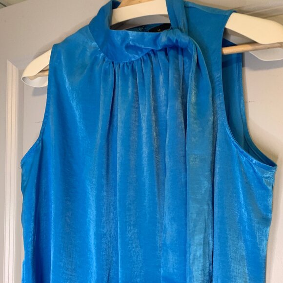 Worthington Sleeveless Gathered Satin Holter Tie Blouse, in Women's Size L - Picture 4 of 10